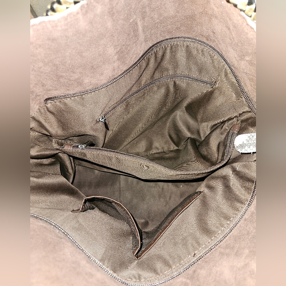 Multicolor Mixed Media Patchwork Striped Leather … - image 7